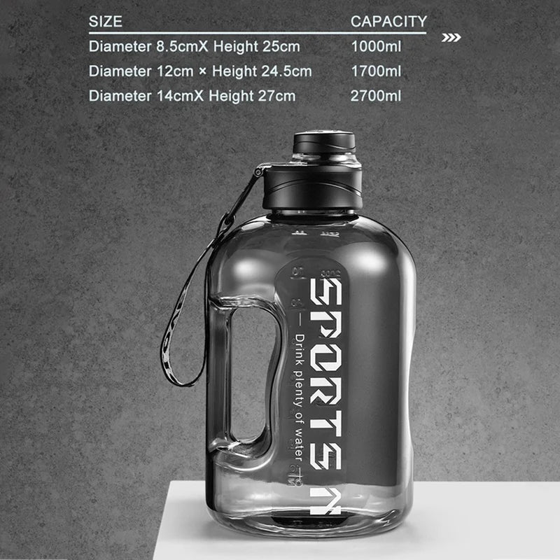 2.7 Liter Sport Water Bottle with straw & Time Scale BPA Free